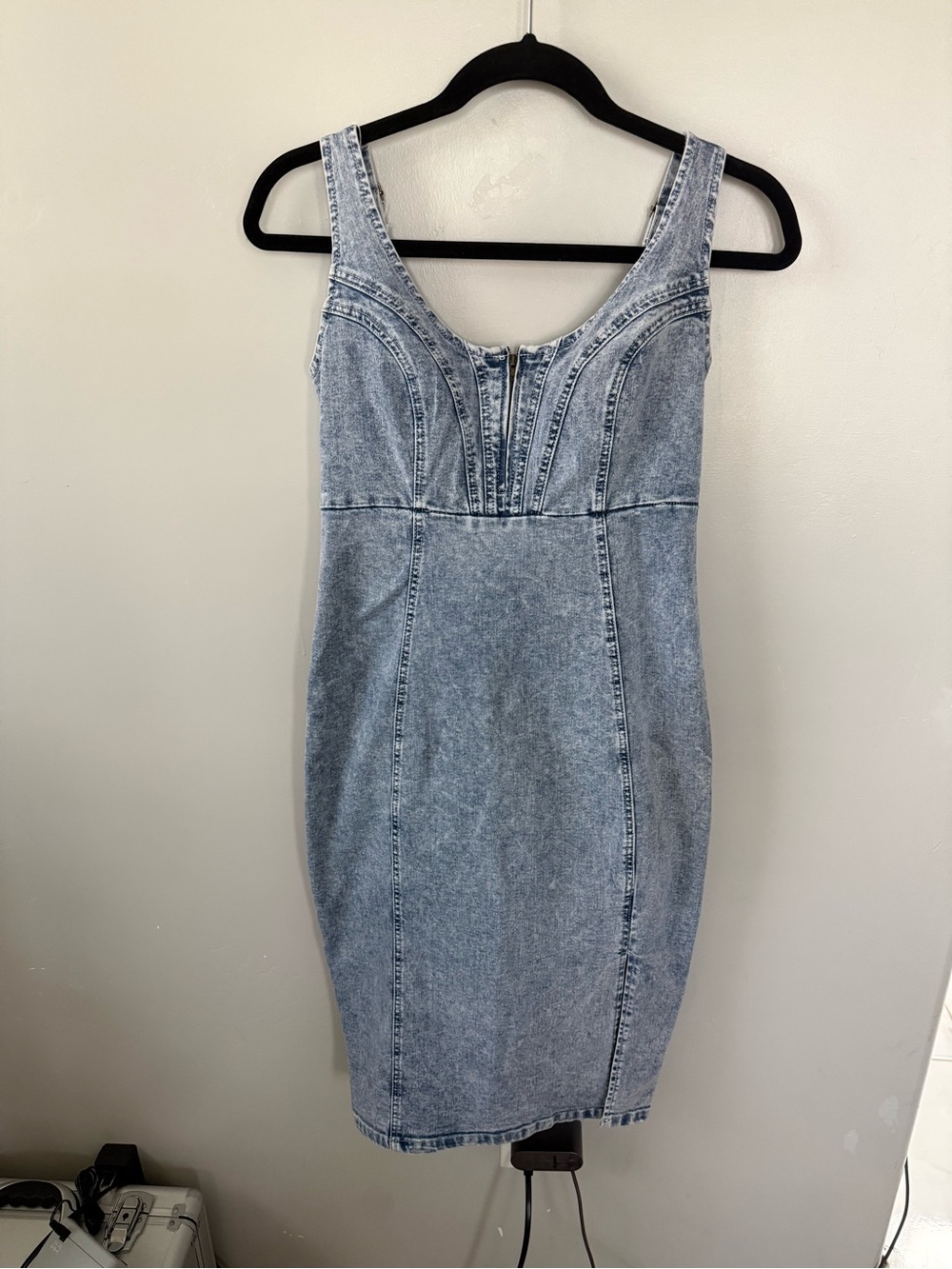 Amazon Light Wash Blue Denim Midi Dress
